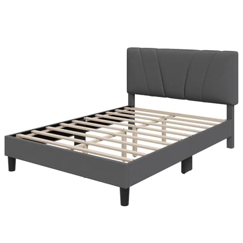Novilla Full Bed Frame Upholstered Platform Full Size Bed Frame with Adjustable Headboard, Strong Weight Capacity, No Box Spring Needed, Easy Assembly, Grey 8