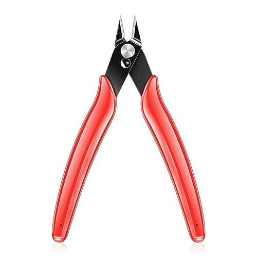 NICE-POWER 5 Inch Wire Cutter, Zip Tie Cutters Micro Flush Cutter Precision Wire Clippers Hobby Snips Small Side Cutting Pliers for cutting small wires, models, jewelry making,Floral Art,3d Print(Red)