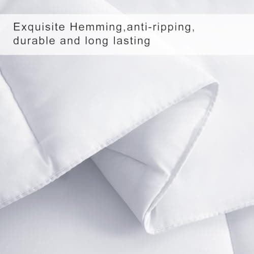 COHOME Premium Oversized Queen Size Comforter, All-Season Quilted Down Alternative Duvet Insert, Luxury Hotel GentleSoft Comforter with Anti-Clump Tech & 8 Tabs - Reversible - White 98 x98 inches 5