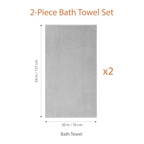 Amazon Basics 2 Piece Quick-Dry Oversize Bath Towel, 100% Cotton, 54" x 30", Platinum 5