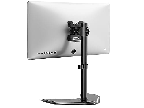 WALI Single Monitor Stand up to 32 Inch Screens, Freestanding Single Monitors Arm Desk Mount, Universal VESA Monitor Mount 75x75/100x100mm, Adjustable Height and Angle (MF001), Black