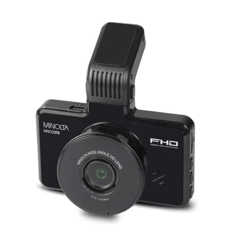 Minolta 1080p Dash Cam with G-Sensor - 3.0" LCD, 120° Wide-Angle Lens, Loop Recording, Parking Monitor, Emergency Lock, USB Power, Windshield Mount, 16GB Card Included, Compact (Black)