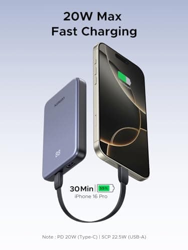 UGREEN Power Bank 10,000mAh 22.5W, Compact Portable Charger USB-C PD3.0 Travel Fast Charging Battery Pack with Digital Display for iPhone 17/16/15/14/13/12 Pro Max, Galaxy S25/S24 Ultra 3