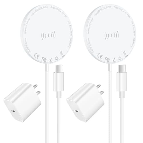 [Apple MFi Certified] Apple MagSafe Charger 15W Magnetic Wireless Charger iPhone Wireless Charging Pad 6ft Magnetic Charger for iPhone 17 16 15 14 13 12 11 Pro Max Plus/AirPods 2 3 4 Pro 2 3 [2 Pack]