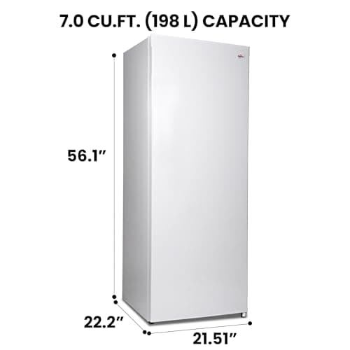 Koolatron Upright freezer - 4 Fixed Grid Shelves, Garage Ready, Meat Storage, Manual Defrost, Space Saving, Congelador For Home, Apartment, Basement, Dorm, Room, 7 Cubic Feet Capacity, White 8