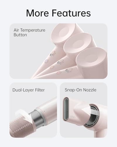 Laifen SE Lite Hair Dryer, Negative Ionic Blow Dryer with 100,000 RPM Brushless Motor for Fast Drying, High-Speed Low Noise Thermo-Control Hairdryer with Lightweight Design for Home/Portable Travel 6