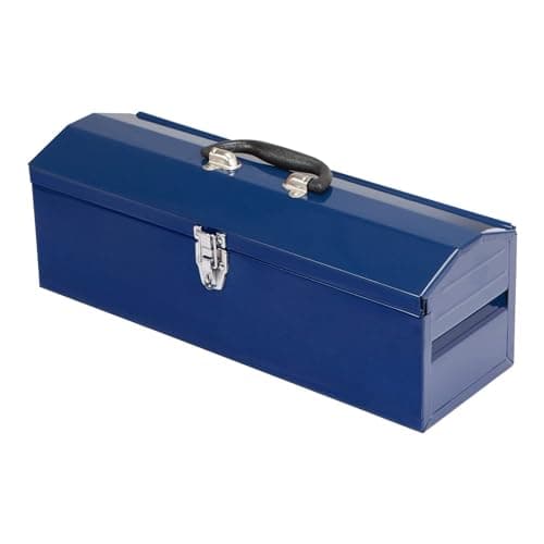 TCE ATB101U-1 Torin Portable Steel Tool Box: 19" Hip Roof Style with Metal Latch Closure and Removable Storage Tray, Blue