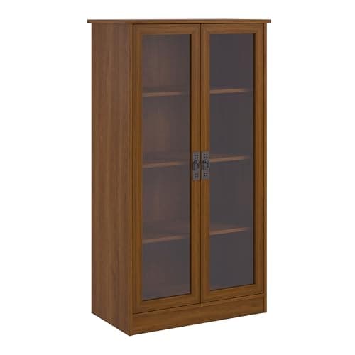 Ameriwood Home Quinton Point Bookcase with Glass Doors, Inspire Cherry