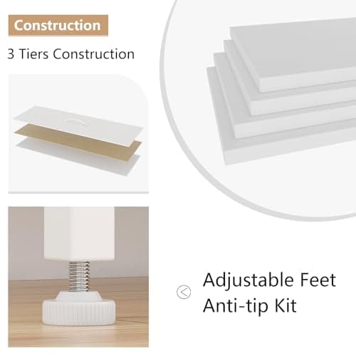 Jojoka Wide 10 Drawer Dresser,TV Stand Entertainment Center Fabric Storage Dressers Drawers for Bedroom, Hallway, Nursery, Closets, Steel Frame, Wood Top (White) 8