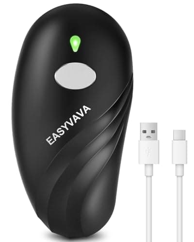 Easyvava Rechargeable Electric Can Opener for Seniors, One-Touch Automatic Can Openers Smooth Edge for Kitchen,with 2000mAh Battery,Handsfree Portable for Any Size Cans (Brilliant black)