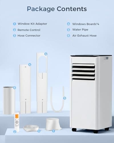 Feelfunn 8000 BTU Portable Air Conditioner - Cools 350 Sq.Ft Quickly, 3-in-1 AC Unit with Remote, 24H Timer, Quiet Operation & Window Kit for Bedrooms Apartments Offices Dorms 9
