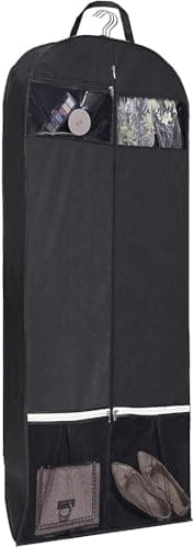 KIMBORA 54" Trifold Dress Garment Bags for Travel Gusseted Suit Cover with 2 Large Mesh Shoe Pockets (Black)