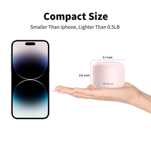 Bobtot Portable Bluetooth Speakers with Strap Easy to Carry, Wireless IPX5 Waterproof Mini Speaker with Loud Stereo Sound, 20 Hours Playtime, Rechargeable Battery, Built-in Microphone, Pink 8