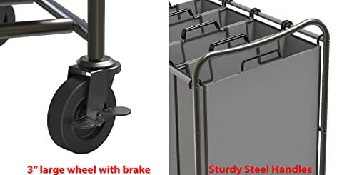 Simple Houseware 4-Bag Heavy Duty Laundry Sorter Rolling Cart, Dark Grey 7