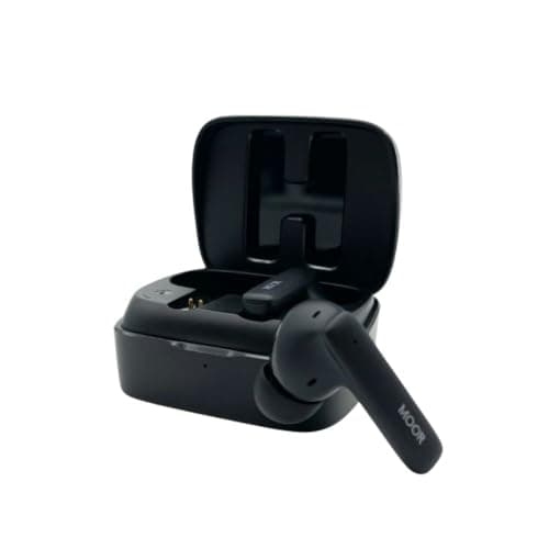 MOOR Wireless Earbuds Bluetooth Headphones, Noise Cancelling Earbuds with Deep Bass, Hybrid ANC, Transparency mode, IPX5 Waterproof in Ear Built in Mic Headphones for Sport, Work (30H Playtime, Black)
