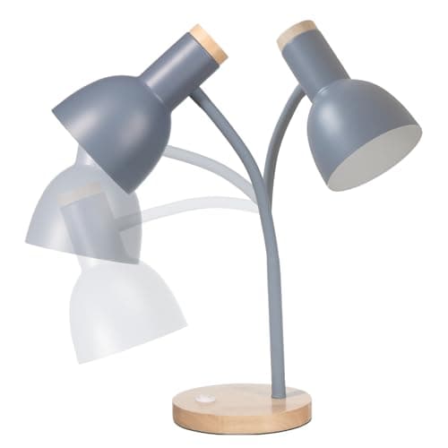 LRXJHHTY Table Lamp,Wooden Adjustable Desk Lamp,Dorm Lamp&Bedside Lamp for Living Room, Bedroom, Kids Room (Grey) 5