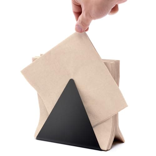 xympo Self-Adjusting Napkin Holder – Compact Black Metal Dispenser for Standard Paper Napkins, Ideal for Kitchen Countertops