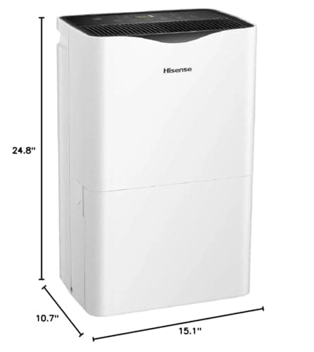 Hisense 50 Pint Dehumidifier 300 sq. ft Slide-out Bucket with Easy-carry Handle, 3 Speeds (Lo, Hi, Auto), Up to 4500 sq ft., Auto shut-off, Quiet 48 dB, 115v, - DH5023KP (Renewed) 9