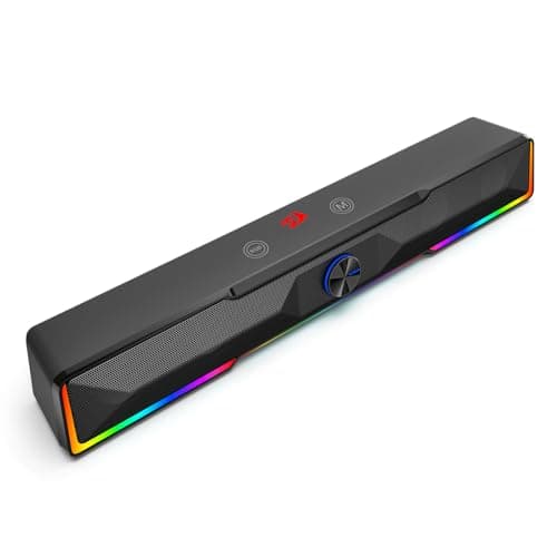 Redragon GS516 Computer Speaker, Bluetooth/USB Wired Dual Connection Soundbar - Clear Stereo Sound with Audio-Light Sync RGB Backlit, Volume Knob, USB Powered for PC/TV/Tablet, Black 9