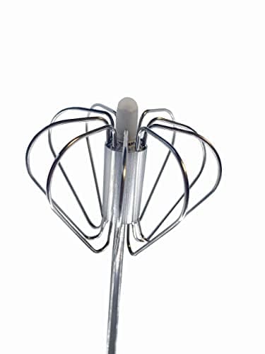 Balevi Stainless Steel Push Whisk - Easy to Use Manual Hand Mixer & Plunger Whisk - Make Froth, Foam & Whipped Cream - Semi Auto Egg Beater Plastic Tip Won’t Scratch Pans (2 Pack 10in & 12in) WHITE 5