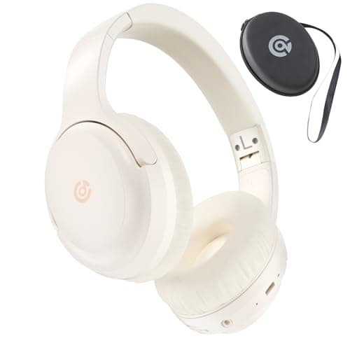 Falebare Bluetooth Headphones Over Ear with 120H Playtime, 4 EQ Modes, Wireless Headphones with Mic, Hi-Fi Stereo, Fast Charging, Headphones with Case for Travel Office Home, White