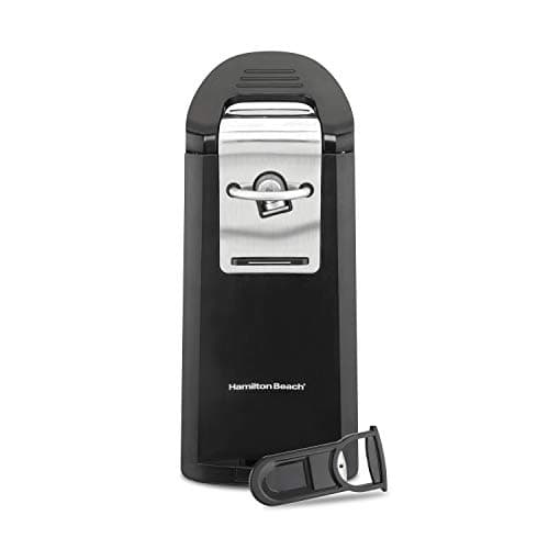 Hamilton Beach Smooth Touch Electric Automatic Can Opener Easy Push Down Lever, For All Standard-Size and Pop-Top, Extra Tall, With Bottle Opening Accessory and Built-In Knife Sharpener, Black