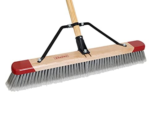 Harper 24 Inch Indoor Push Broom, Premium Heavy Duty Smooth-Surface Floor Cleaning with Flagged Bristles, Home and Garage Sweeping, Gray 9