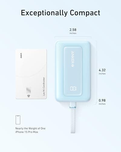 Anker Zolo Power Bank (2025 Upgraded Version), 20,000mAh 30W High-Speed Portable Charger with Built-in USB-C Cable, Battery Pack for iPhone 17/16 / 15 Series, Galaxy, and More 7