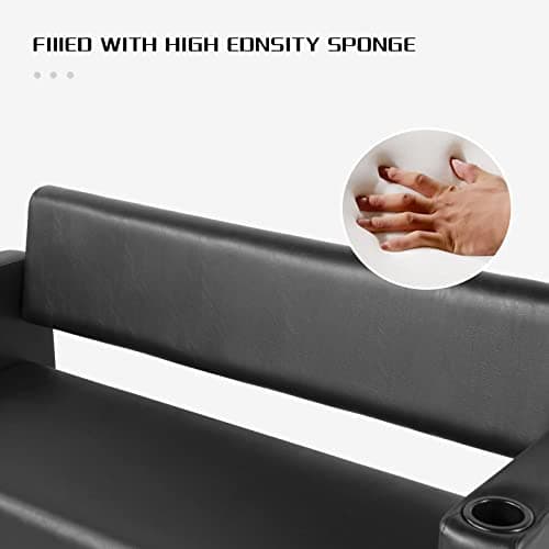 Artist hand Office Reception Chairs Waiting Room Bench Guest Chairs, Leather Bench 60.6'' Conference Room Chairs with 2 Cup Holder Office Couch Stainless Steel Base Chair 7