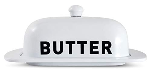 Metal Storage Canisters and Containers for Home and Kitchen Organization, Function, and Decor (White Butter Dish)