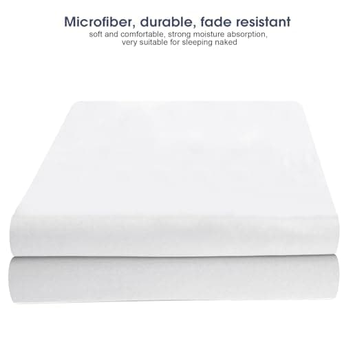 2-Pack Washed 16" Deep Pocket Fitted Sheet Full Size - Pack of 2 Bed Sheets - Soft Brushed Microfiber - Fits 8 to 16 inch Mattress - Breathable,Fade Resistant,Easy Care (White,54“x75) 6