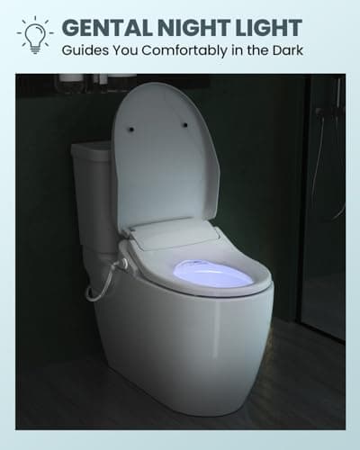 Electric Bidet Toilet Seat Elongated, Heated Toilet Seat with Instant Warm Water & Air Dryer, 6 Wash Modes, Dual Control, Self-Cleaning Nozzle, Soft-Close Lid, Night Light, Eco & Child Friendly 6