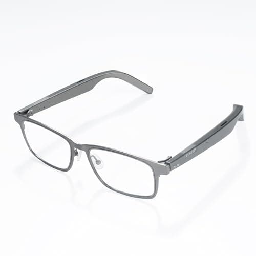 Dymesty AI Glasses Smart,Titanium Frame,Real-Time Translation,Meeting Recording,ChatGPT Inside,Open-Ear Bluetooth Speakers, 48H Battery Life for Men and Women,Gray