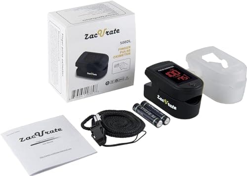 Zacurate Pro Series 500DL Fingertip Pulse Oximeter Blood Oxygen Saturation Monitor with Silicone Cover, Batteries and Lanyard (Royal Black) 5