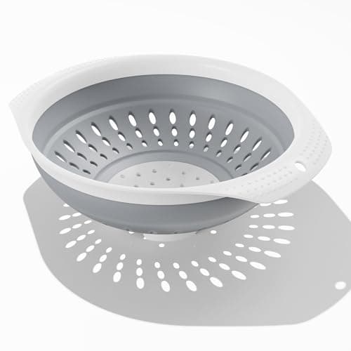 Collapsible Colander Strainer, 5 Quart Silicone Kitchen Drainer for Pasta, Veggies, Fruits, Space Saving Foldable Design, Dishwasher Safe, RV & Camping Essential, New Home Must-Have