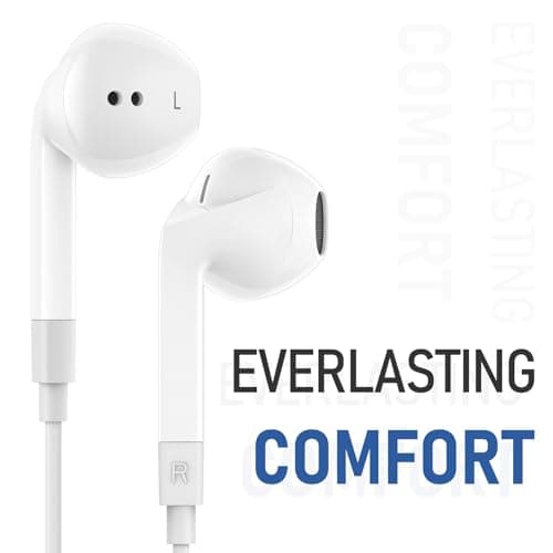 LUDOS FEROX Wired Earbuds in-Ear Headphones, 5 Year Warranty, Earphones with Microphone, Noise Isolation Corded for 3.5mm Jack Ear Buds for iPhone, Samsung, Computer, Laptop, Kids, School Students 6