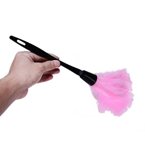 Generic 35cm Soft Microfiber Mini Clean Anti Static Turkey Feather Duster Fibre Cleaner Brush Pink Stylish