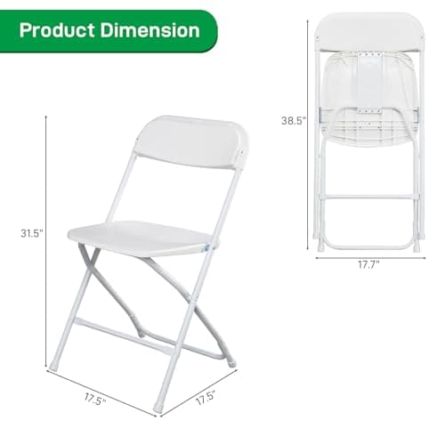 GODECOR 10pcs Folding Chair, Plastic Chairs with 330-Pound Capacity, Easy to Fold and Store Suitable for Indoor & Outdoor, Wedding, Party, Restaurant, Meeting Room, Patio and Garden, White 7