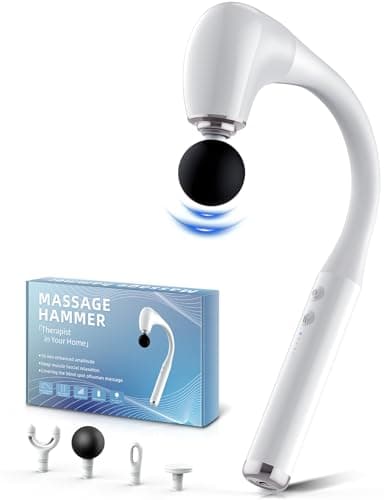 FVZ White Percussion Massage Gun with Upgraded Extension Handle, 10MM Massage Gun Deep Tissue, Muscles/Neck/Shoulders/Waist/Legs Massager Portable for Pain Relief