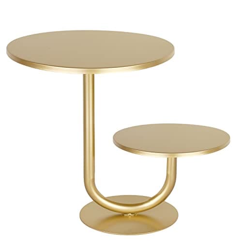 2-Tier Modern Cake Stand, Metal Cupcake Stand Dessert Trays of 10/8 Inch, Various Uses for Wedding, Graduation Party, Baby Shower, Home Decor, Throw Events and Parties(Gold)