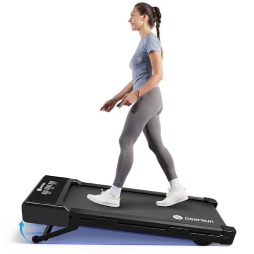 DeerRun Walking Pad Treadmill with Incline, 12% Auto Incline Under Desk Treadmill, 3.0 HP, 300 lb Capacity, Portable Treadmill for Home Office, Remote & App Control