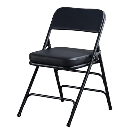 KAIHAOWIN Folding Chairs with Ultra Thick Padded Seat Foldable Chair Indoor Comfortable Metal Chairs with Soft Cushion Black