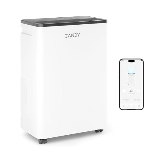 Candy 2000 Sq.Ft Dehumidifiers for Home, 34 Pints Portable Dehumidifier With Continuous/Auto Mode,0.66 Gal Tank, for Bedroom,Bathroom,Basement, Smart Control with Drian Hose Included
