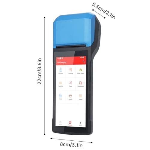Bisofice 4G Handheld PDA POS Android 13.0 Receipt Printer 2GB+16GB, Camera 5M, 1D 2D Barcode Scanner, Wifi/Gps/BT/4G Full Network Connection, 5" Touchscreen 58mm Width Thermal Label Printing 8