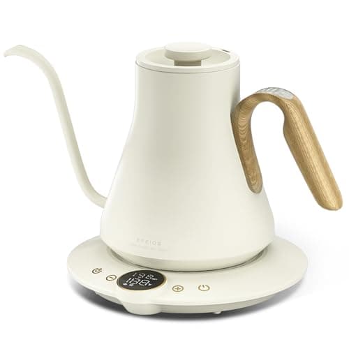 Electric Kettles, INTASTING Gooseneck Electric Kettle, ±1℉ Temperature Control, Stainless Steel Inner, Quick Heating, for Pour Over Coffee, Brew Tea, Boil Hot Water, 0.9L (Morandi White)