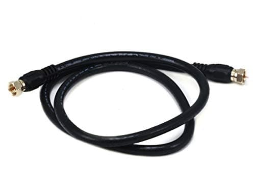 Monoprice RG6 Quad Shield CL2 Coaxial Cable with F Type Connector - 3 Feet, Black