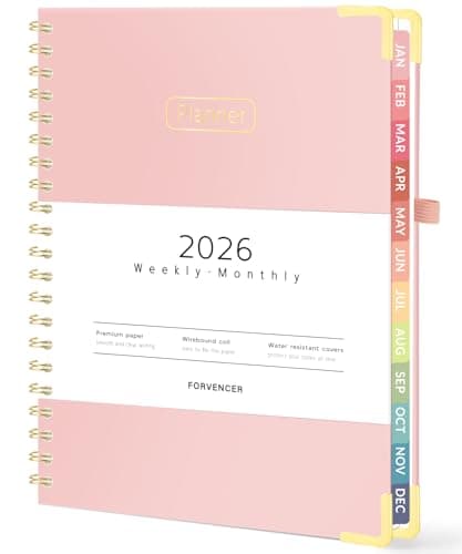 Forvencer 2026 Planner, Hardcover Calendar Planner Weekly and Monthly, Jan 2026 - Dec 2026, 8.5" x 11", Spiral Daily Organizer for Home School, Pink