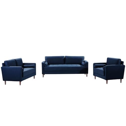 Studio Living® Lexington 39.4" Arm Chair, Mid-Century Modern, Pocket Coil Comfort, Easy Assembly, Woven Fabric, Navy Blue 6