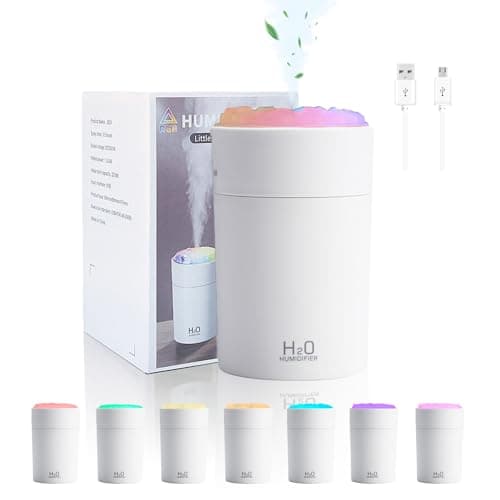 220ML Humidifiers For Bedroom, Portable Humidifier With LED Colorful Gradient Light,Cotton Stick And USB Data Cable. Humidifier Large Room For Travel, Office, Bedroom, Baby Room, Plants, Home(white)