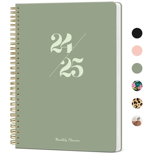 Monthly Planner 2024-2025, 2024 Calendar 18 Months Planner, JAN 2024 - JUN 2025, 7.4" x 9.6", 2024 Planner Spiral Bound, Perfect for School & Office - Green